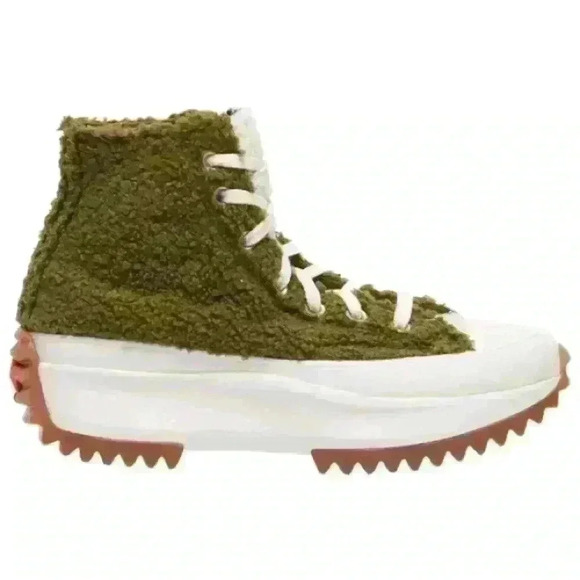 Converse Run Star Hike High Women's Fur Green Moss Lace Up 573197C Size 6.5 - Picture 1 of 15